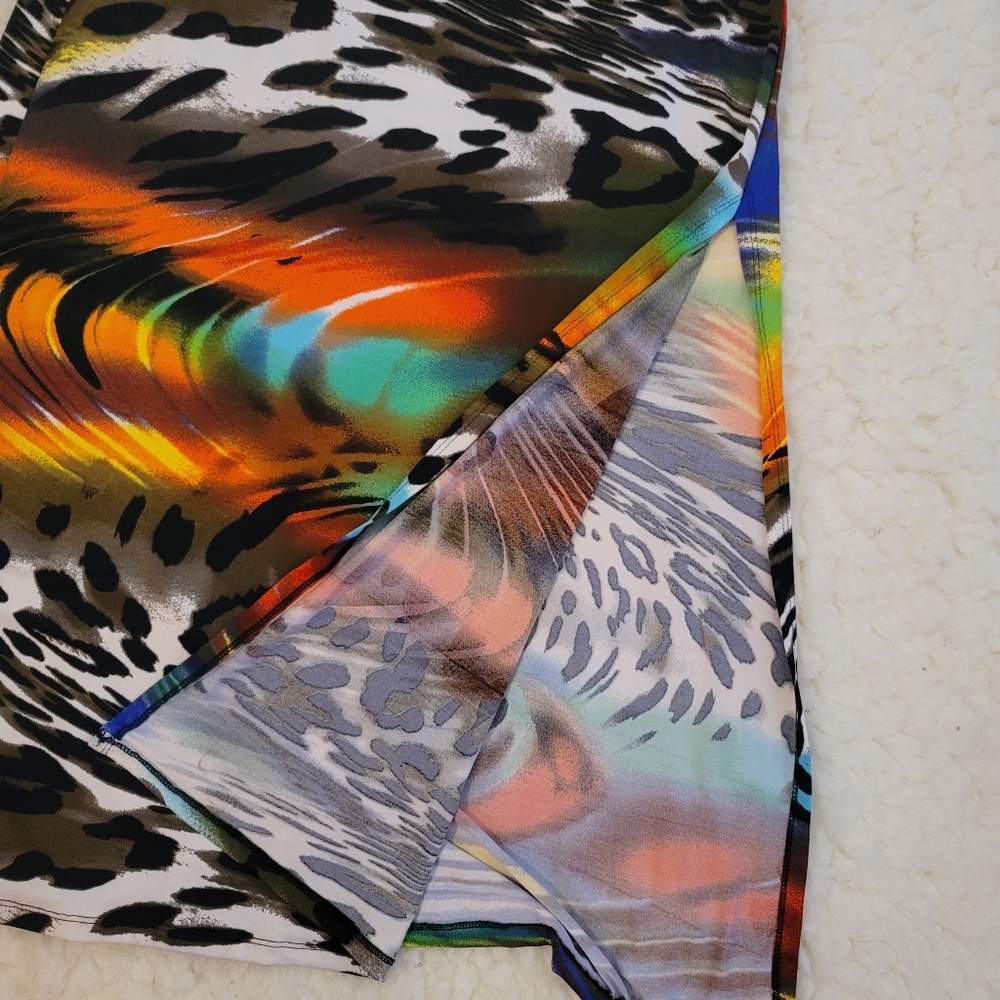 Multi Color Zebra Print Strapless Maxi Dress M - image 2